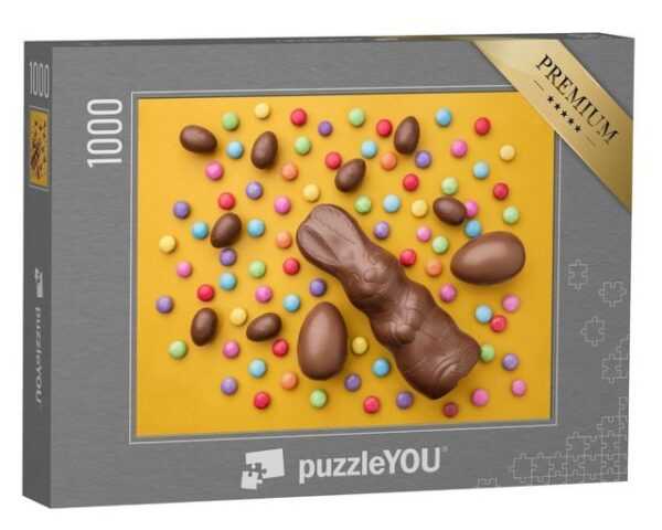 puzzleYOU Puzzle Schokoladenhasen, Eier und Süßigkeiten zu Ostern, 1000 Puzzleteile, puzzleYOU-Kollektionen Festtage