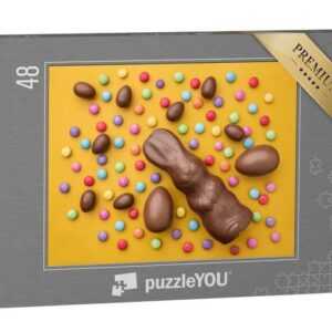 puzzleYOU Puzzle Schokoladenhasen, Eier und Süßigkeiten zu Ostern, 48 Puzzleteile, puzzleYOU-Kollektionen Festtage