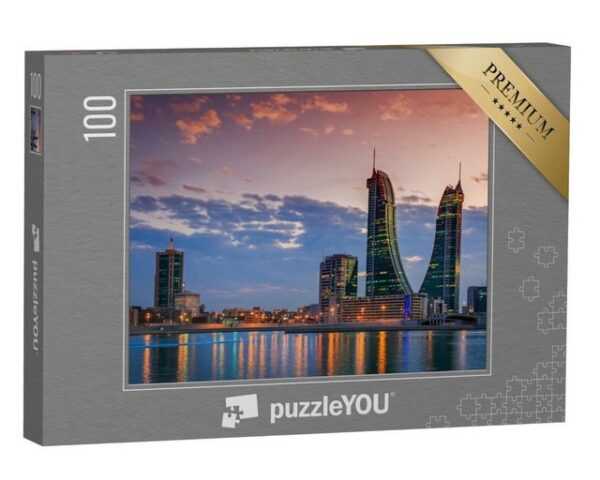 puzzleYOU Puzzle Skyline von Bahrain mit abendlichem Licht, 100 Puzzleteile, puzzleYOU-Kollektionen Naher Osten