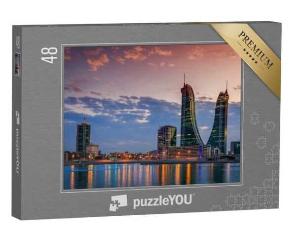 puzzleYOU Puzzle Skyline von Bahrain mit abendlichem Licht, 48 Puzzleteile, puzzleYOU-Kollektionen Naher Osten