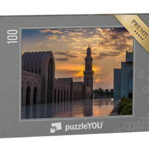 puzzleYOU Puzzle Sonnenuntergang über der Moschee in Miscat, Oman, 100 Puzzleteile, puzzleYOU-Kollektionen Naher Osten