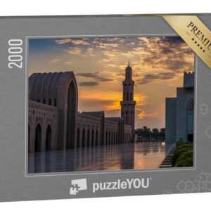 puzzleYOU Puzzle Sonnenuntergang über der Moschee in Miscat, Oman, 2000 Puzzleteile, puzzleYOU-Kollektionen Naher Osten