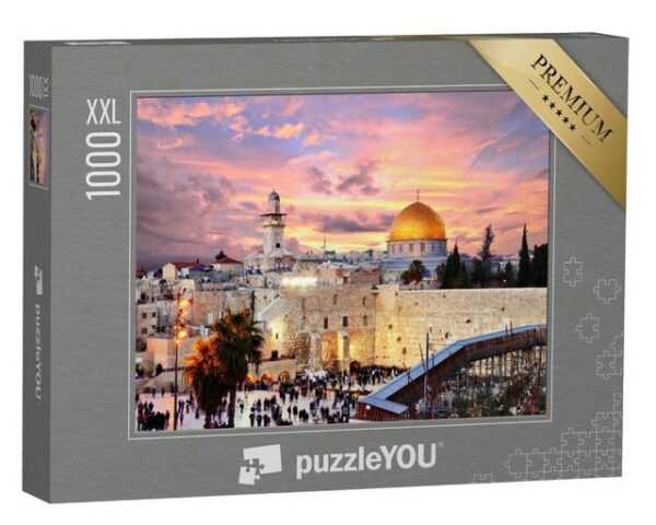 puzzleYOU Puzzle Westmauer mit Tempelberg, Jerusalem, Israel, 1000 Puzzleteile, puzzleYOU-Kollektionen Tempel, Jerusalem, Naher Osten, Christentum