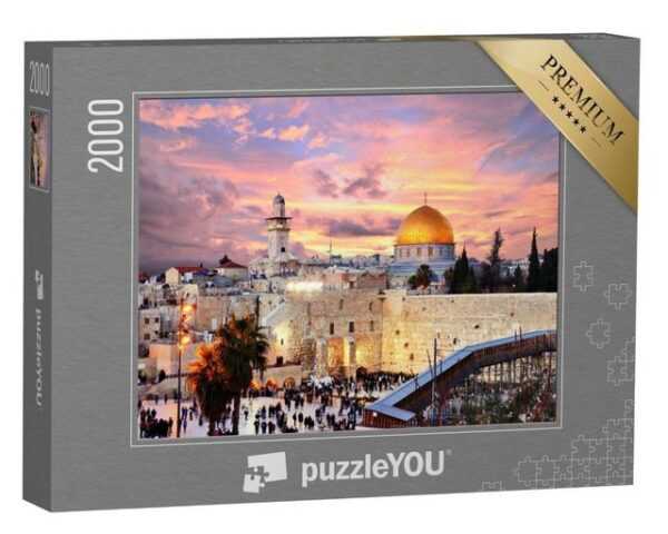 puzzleYOU Puzzle Westmauer mit Tempelberg, Jerusalem, Israel, 2000 Puzzleteile, puzzleYOU-Kollektionen Tempel, Jerusalem, Naher Osten, Christentum