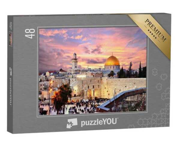 puzzleYOU Puzzle Westmauer mit Tempelberg, Jerusalem, Israel, 48 Puzzleteile, puzzleYOU-Kollektionen Tempel, Jerusalem, Naher Osten, Christentum