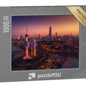 puzzleYOU Puzzle Wunderschöne Aufnahme des Staates Kuwait bei Nacht, 1000 Puzzleteile, puzzleYOU-Kollektionen Naher Osten