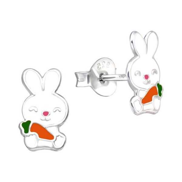 schmuck23 Paar Ohrstecker Kinder Ohrringe Hase Ostern 925 Silber Mädchen Ohrstecker, Mädchen Kinderschmuck echte Silberohrringe, Sicherheitsverschluss