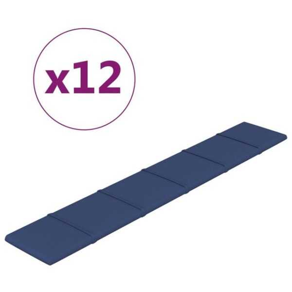 vidaXL Wandpaneel Wandpaneele 12 Stk. Blau 90x15 cm Stoff 1,62 m², (12-tlg)