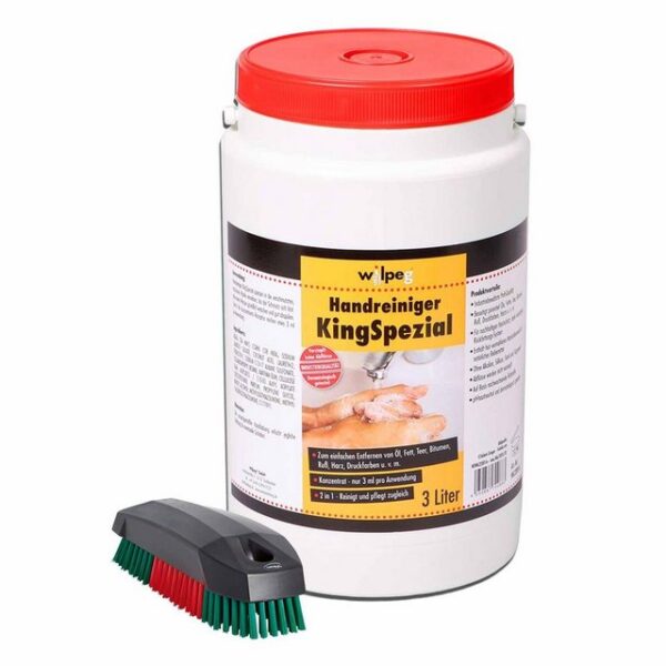 wilpeg® Handcreme Handreiniger KingSpezial 3L+Waschbürste, Handwaschpaste reinigt pflegt