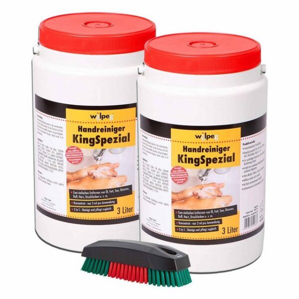 wilpeg® Handcreme Handreiniger KingSpezial 3L+Waschbürste, Handwaschpaste reinigt pflegt