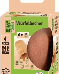 Natural Games Lederwürfelbecher mit 6 Würfeln