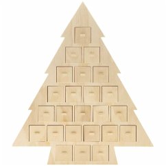 Adventskalender "Tanne" aus Holz mit 24 Schubladen