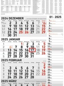 4-Monatskalender Kombi 2025 - Büro-Kalender 33x45 cm (geöffnet) - mit Datumsschieber - Zettler - 961-0011