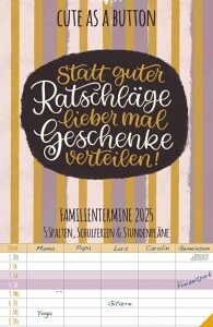 Cute as a button 2025 Familienplaner - Familien-Timer - Termin-Planer - Kinder-Kalender - Familien-Kalender - 22x45