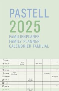 GreenLine Pastell 2025 - Wandkalender - Familien-Kalender - Familienplaner - 22x45