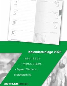 Kalender-Ersatzeinlage 2025 - für den Taschenplaner Typ 560 - 8