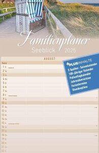 Familienplaner Seeblick 2025 - Familien-Timer 22x45 cm - mit Ferienterminen - 5 Spalten - Wand-Planer - mit vielen Zusatzinformationen - Alpha Edition