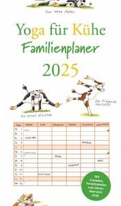 Yoga für Kühe Familienplaner 2025 - Wandkalender - Familien-Kalender mit 6 Spalten - Format 22 x 49