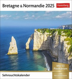 Bretagne & Normandie Sehnsuchtskalender 2025 - Wochenkalender mit 53 Postkarten