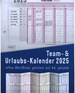 Urlaubs-/Team-Kalender 2025 A4 Leporello [Rainbow] Eurolochung